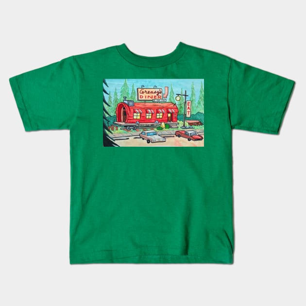 Greasy's Diner Kids T-Shirt by emmawtj